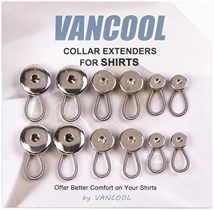 Vancool Metal Elastic Collar Extender for Shirts/Skirts or Wrist Band, Button Extender for Trousers, Jeans,Pants (Set of 12)