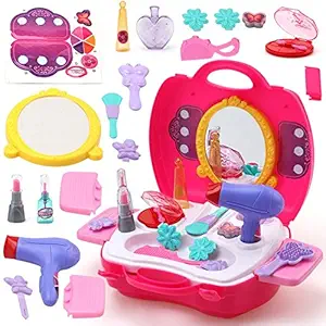 Popsugar Fashion Beauty Set with Hair and Make up Accessories for Girls,Plastic,Pink