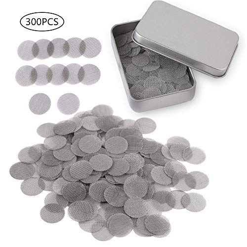 300 PCS Stainless Steel Pipe Filters, Smoking Screens Pipe Screen Filters 15mm Silver fine Mesh Gauzes Filters with Metal Storage Box