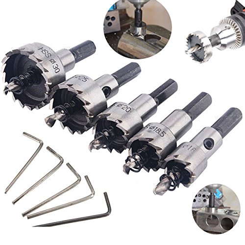 5 Stück 16-30MM (16/18.5/20/25/30 / 32mm) HSS-Bohrer Lochsäge Set Stainless Stell-Metall-Legierung Spiralbohrer Lochsäge Cutter Power Tools