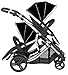 DUELLETTE 21 BS Twin Double Pushchair Tandem Stroller buggy 2 seat units, compatible with Kidz Kargo safety Pod Car seat OR maxi cosi clips or Britax Baby safety Car seat. (sold separately) 2 Free Fizzy Blue footmuffs 2 Free rain covers Black Midnight/Silver chassis and Fizzy Blue Footmuffs. Ideal for Twins or Baby and Toddler