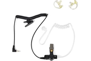 UAYESOK Ricevitore/Solo ascolto Auricolare per cuffie di sorveglianza da 2,5 mm con tubo a bobina acustica nascosto e un paio di auricolari medi per Kenwood Motorola Yaesu 2 Way Radio
