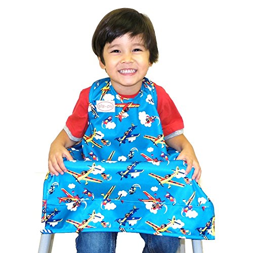 BIB-ON, A New, Full-Coverage Bib and Apron Combination for Infant, Baby, Toddler Ages 0-4+. One Size Fits All! (Planes)