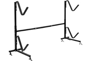 GYMAX Double Kayak Storage Rack, Freestanding Paddleboard Carrier Stand, Heavy Duty Boat Surf Ski Board Transport Tool, Black