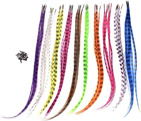 New 50pcs Grizzly synthetic Feather hair Extensions 16" with 50beads