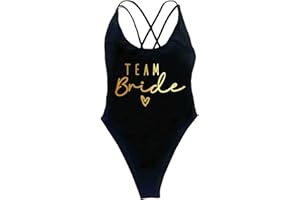 FORKIS Bikini Triangolo Donna Team Bride Letter Stampa in Un Pezzo di Costumi da Bagno in Un Pezzo da Bagno da Bagno Bachelorette Festeggiatore di Costumi da Bagno Estivo da Bagno.
