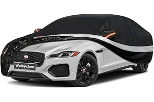 HOLTHLY 10 Layers Car Cover Waterproof Breathable Large for Saloon,100% Waterproof Outdoor Car Covers Rain Snow UV Protection. Custom Fit for Jaguar XF, Audi A6 A7, BMW 5 Series, etc Black