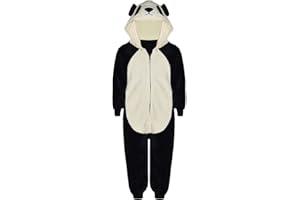 A2Z 4 Kids Jungen Mädchen Vlies Strampelanzug Eins Stück Kapuzen Animal Super Weich Panda Jumpsuit Pyjama Kostüm Geschenk Für Kinder Mädchen & Jungen 2-3, 3-4, 5-6, 7-8, 9-10, 11-12 & 13 Jahre