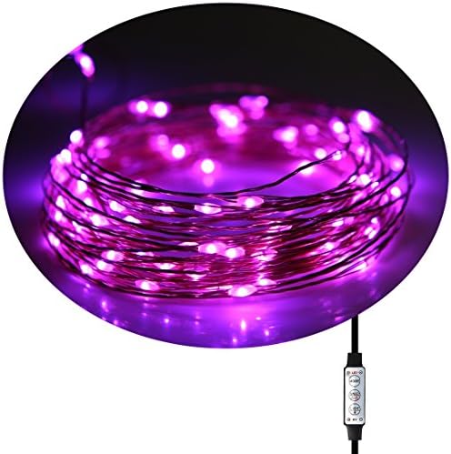 String Lights,USB String Lights,6 Modes,5 flashing speed ,7 luminance,100 LEDs,33 ft Copper Wire 5V,Outdoor Indoor String Lights for Bedroom, Garden, Party, Christmas Tree, Decorations(purple)