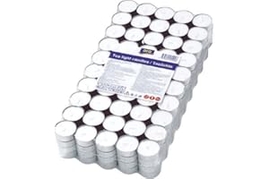 ARO Velas de té sin perfume, blancas, 200 unidades, Tiempo de Combustión 4 Horas, Ø 37.5 mm, cilíndricas, para exterior e interior, fiestas, restaurantes, terraza, decoración hogar