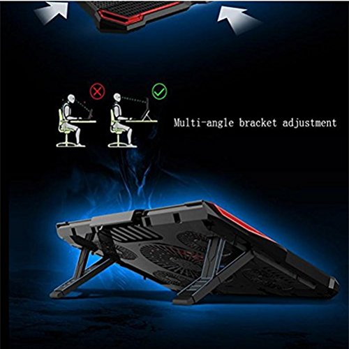DDSS Notebook Cooling Pad, 12 „-17“ Laptop-Gaming-Cooling Pad, leise Lüfter 5, LED-Lampe, und zwei USB 2.0-Anschlüsse, verstellbare Halterung - 6