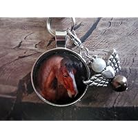 Handmade Schlüsselanhänger, Taschenanhänger Pferd- Braun, mit Schutzengel