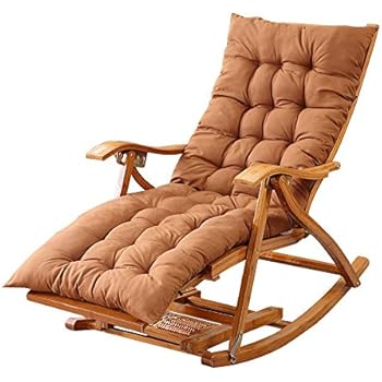 Liegestuhl HAIYU- Bambus, Holz Schaukelstuhl mit Teleskop Fußstütze und