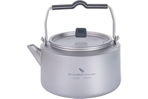 iBasingo Tetera de titanio de 1 litro para acampar gran capacidad, con mango plegable y filtro para interiores y exteriores ultraligera botella de agua duradera para senderismo cocina vajilla