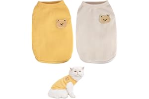 Bieiyhe 2 Pezzi Maglione per Gatto e Cane Taglia Piccola, Vestiti per Animali Domestici, Maglioncini, Abbigliamento, Cappottino Waffle, per Gatti Senza Peli