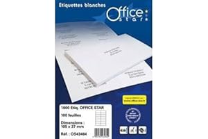 OFFICE STAR PRODUCTS OFFICE STAR - Boite de 2400 étiquettes autocollantes blanches multi-usages, format 70 x 35 mm, personnalisables et imprimables tous types d'imprimantes laser, jet d'encre, copieur