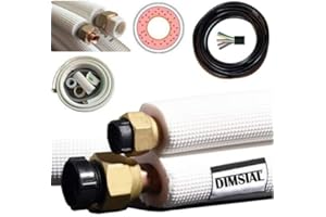 DIMSTAL 2x 5m 1/4"+1/2" Zoll Kupfer Kältemittelleitungen für 18000 BTU Split Klimageräte, Montagefertig mit Zubehör