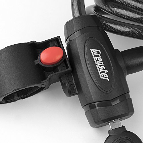 Gregster Fahrradschloss, Spiralkabelschloss fürs Fahrrad mit einer Länge von 150 cm, inkl. Halterung und zwei Schlüsseln, Schloss ist flexibel anbringbar, schwarz - 3