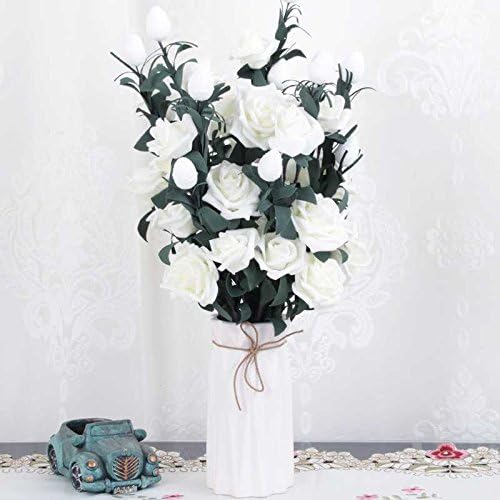 Jhyflower Personality Creative Flower Arrangement Artificial Flower Table Flower Simulation Flower Living room Dried Flower Set Table Process Potted Decoration Milky White Money Bag+6 PU PU Rose