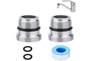 BlueXP 2 Pezzi Adattatore per Rubinetto in Metallo M18.5-M22 Filettatura Maschio Connettore Adattatore con Guarnizione in Gomma Rubinetto Aeratore Connettore per Rubinetto Cucina Depuratore e Aeratore