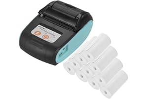 Fesjoy Imprimante de poche 58mm de reçu de l'imprimante thermique portable PT-210 pour la logistique des usines de restaurants de magasins de détail, 10 rouleaux de papier