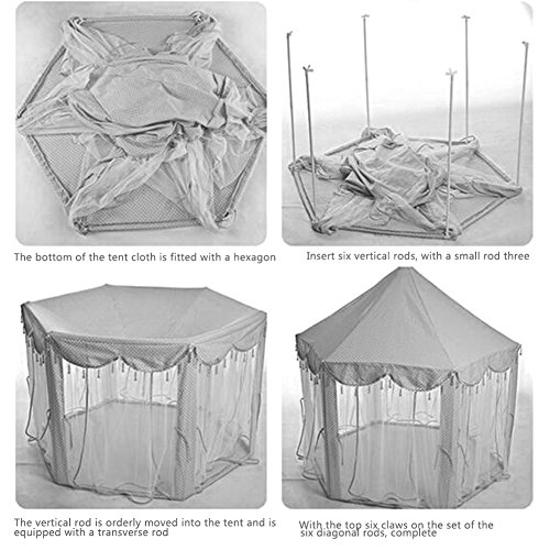 Kids Indoor Princess Castle Hexagon Play Tent Indoor or Outdoor Garden Toy Wendy House Playhouse Beach Sun Tent As Great Gift for Boys and Girls (blue)