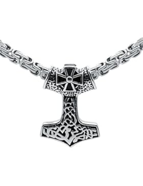 Soul-Cats® Thorshammer Anhänger Königskette Edelstahl Mjölnir Mjöllnir Thors Hammer Thor