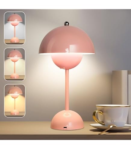 Starnearby Lampe De Table LED Pot De Fleurs, Lampe De Chevet Rechargeable Sans Fil Lampe Champignon Tactile Dimmable Avec 3 Modes De Luminosite Lampe De Bureau Decorative Retro - 13