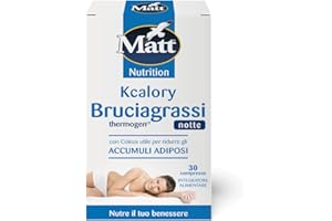 Matt, Kcalory Bruciagrassi Thermogen Notte, Integratore Alimentare a Base di Coleus e Thè Verde Decaffeinato, Favorisce Metabolismo dei Grassi, Riduce Accumuli Adiposi, Confezione 30 Compresse, 10.5g