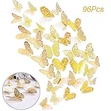 【Paket Inbegriffen】96Pcs Ausziehbare Schmetterlingsaufkleber in 4 verschiedenen Stilen (siehe doppelseitige Klebepunkte), Jeder Style hat 3 Größen (3'', 4'', 5'').