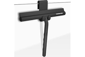 Minismus Window Squeegee with Hanger - Professional Shower Squeegee - Shower Squeegee - Streak-Free - High-Quality Silicone - Non-Slip (Black, 21 cm)