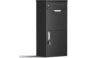 XPOTOOL Buzón para paquetería Negro 500 x 370 x 1120 mm buzón autónomo con Cerradura recepción Paquetes en casa