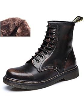 uBeauty Damen Martin Stiefel Flache Boots Klassischer Stiefeletten Schnüren Freizeitschuhe