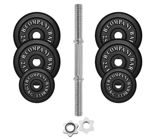 Guss Kurzhantel-Set 15Kg (1 x Kurzhantelstange 35cm, 2×1,25 und 4×2,5Kg Hantelscheiben) Hantelset Hanteln Gewichte - 2