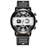 IG-Invictus Paar Mode Leder Band Analog Quarz Runde Handgelenk Business Herrenuhr SOKI schlanke minimalistische Herrenuhr S1038-schwarz