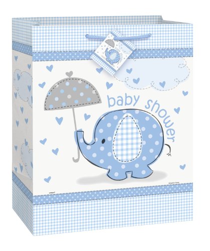 Baby Shower Umbrellaphants Gift Bag - Blue