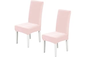 Xundefeng Soft Velvet Dining Chair Covers for Dining Room Set of 2 Pack Slipcovers Chairs Cover Stretch Slipcover, Pink