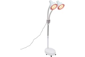 HOARLICN Doppelte Köpfe Wärmelampe Rotlicht, 275W 220V Infrarot Lampe Rotlichtlampe mit Ständer Stehlampe Infrarotlampe für Schönheitssalon, Wohnzimmer