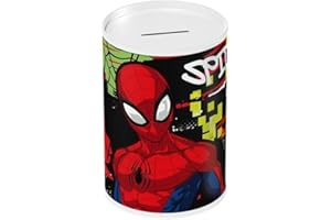 My sweety pop Salvadanaio per ragazzo Spiderman nero in metallo – Scuola – Stoccaggio monete – 15 cm – Idea regalo