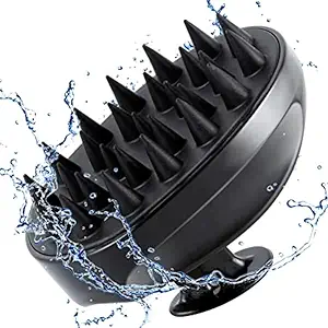 Cross effect Hair Scalp Massager Shampoo Brush, [Wet & Dry] Manual Head Scalp Massage Brush, Soft Silicone Bristles Care for The Scalp, Exfoliate and Remove Dandruff, Promote Hair growth - Black