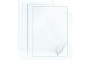 PEAPIN 4 Pack A4 Clear Acrylic Sheet, 1mm Thick, Plexiglass Sheet For Crafts, Painting, Picture Frames(Square, 297 x 210mm) (4, A4)
