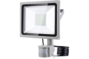 NIKEEYEN 100W Faretto LED da Esterno con Sensore di Movimento 10000LM IP65 Impermeabile Faro LED 6500K Bianca Fredda Faretto Esterno Illuminazione per Garage Terrazza Portico Giardino Corridoio