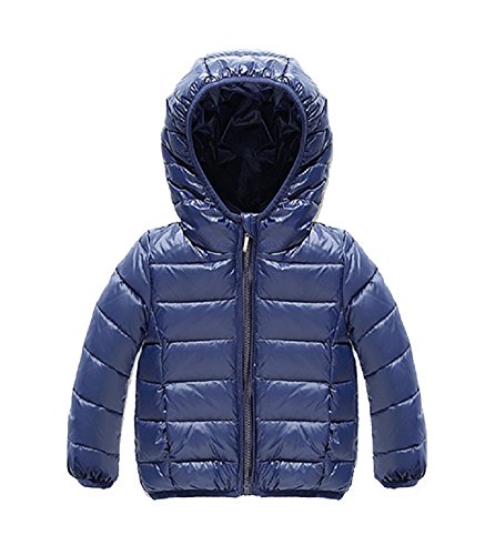 Oissie Babys Hooded Puffer Jacket Kids Winter Down Coat Snowsuit Pure Color Outwear 12M Navy