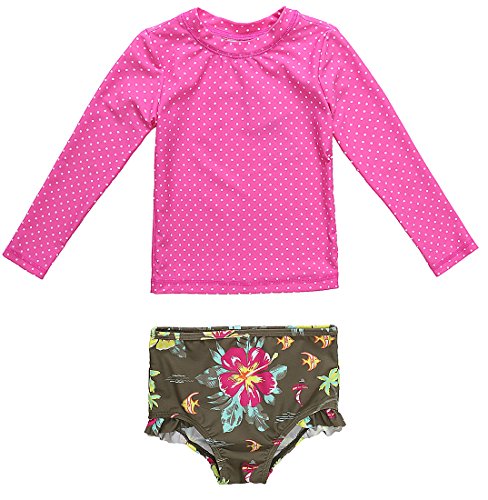 CharmLeaks Baby Girls Long Sleeve Rash Vest Two Piece Rash Guard Tankini Sets UV Swimwear Swimsuits 0-3 Months