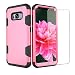 Produktbild Girlyard Tough Armor Hülle für Galaxy S8 Hybrid 3 in 1 Vorne und Hinten Bumper Schutz, Weich Silikon mit Hart PC Full Cover High Impact Defender Anti-Kratzer Stoßfest für Samsung Galaxy S8 - Rose Rot + Schwarz