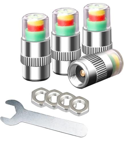 Tyre Pressure Monitor Caps Indicators 4 Caps 36 PSI 3 Colour Gauge Air Valve | Australia