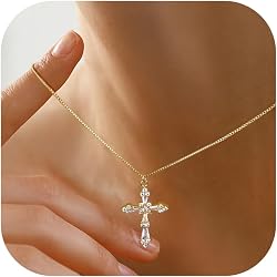 Kreuz-Halskette Mit Krone – 925 Sterling Silber, Mit Geburtsstein, 18 Zoll, Verstellbar