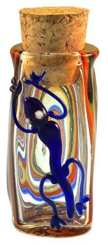 Lizard Swirl Hand Blown Pyrex Jar w/Cork - 3.5”