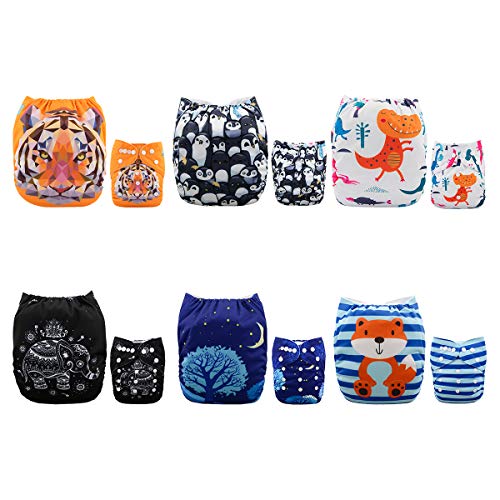 Alva Baby - Pañales de tela reutilizables (6 unidades) Boy Color 6DM23 Talla:All in one