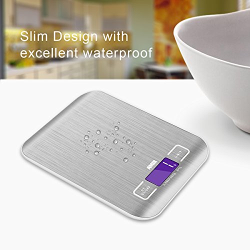 Amir Digitale Küchenwaage, Digitalwaage Professionelle Waage, Electronische Waage, Küchenwaage, Briefwaage, Hohe Präzision auf bis zu 1g (5kg Maximalgewicht), Tara-Funktion, LCD-Display, Inkl. Batterie - 4
